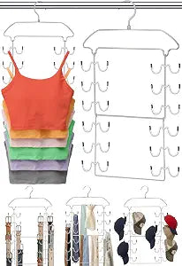 2 Pack Tank Top Hanger Space Saving, 360 Rotating Closet Organizers and Storage, 6 Tier Metal Bra Organizer with 24 Hanging Hooks, Small Space Solutions, RV Apartment College Dorm Room Essentials