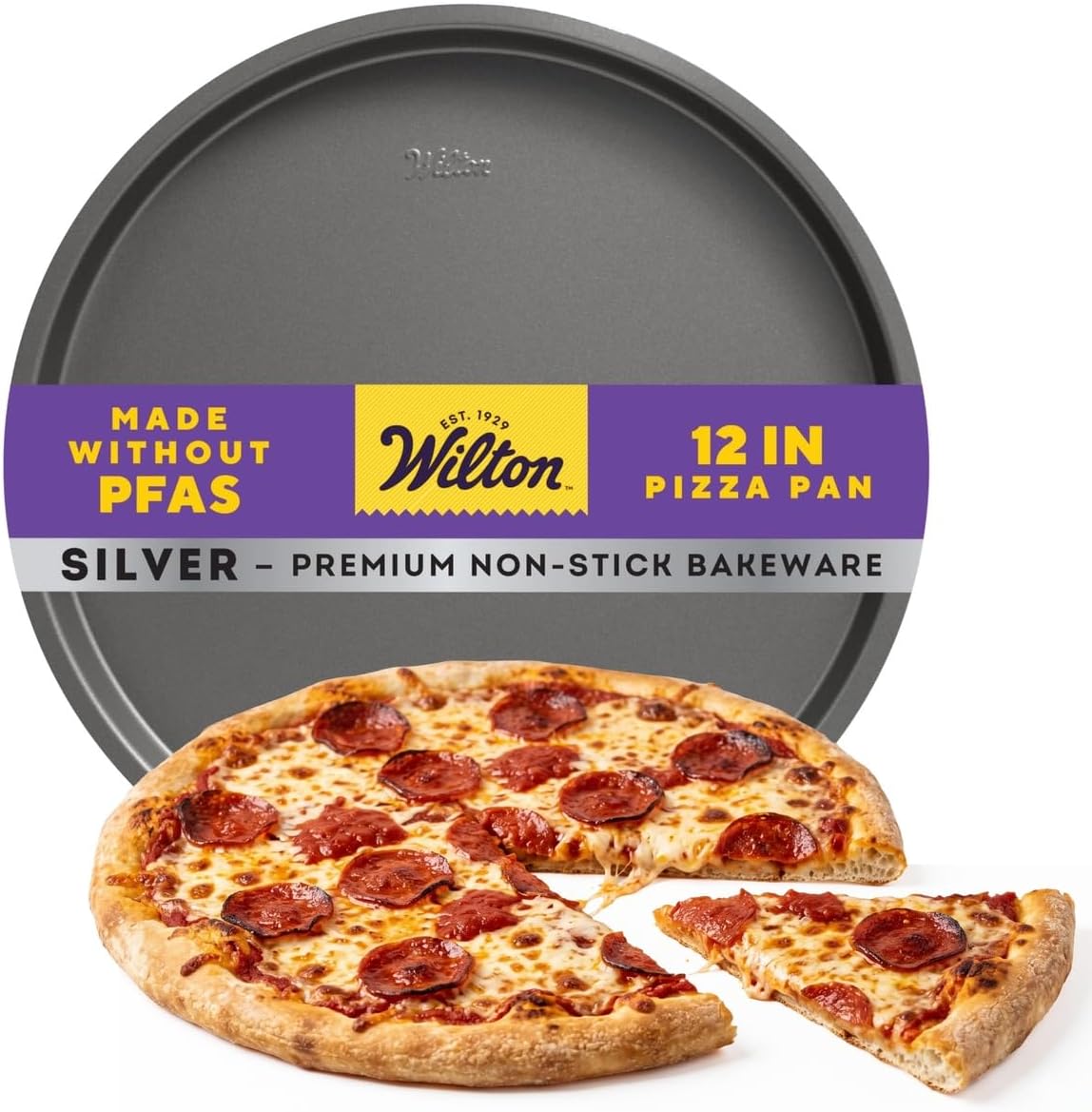Wilton Silver Non-Stick Pizza Pan, Made Without PFAS, 12 in.