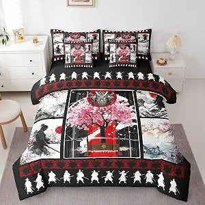 Feelyou Cherry Blossoms Comforter Set Twin Size 7 Pcs Bedding Set Kids