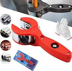 Ratcheting Tubing Cutter, 2027 New Upgrades Copper Pipe Cutter, Tubing Cutter 1/4" To 7/8", 2 in 1 Close Quarters Tube Compact Cutter, Ratcheting Pvc Cutter, Pipe Cutters Plumbing (Red)
