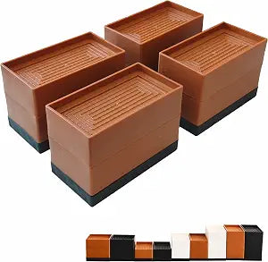 4Pcs Bed Risers Heavy Duty Adjustable 2.95" Furniture Risers Brown