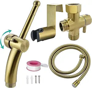 BARROCK Bidet Sprayer for Existing Toilet, Advanced Handheld Ergonomic Jet Spray Set with Precision Water Pressure Control for Muslim Shower/Feminine Hygiene/Pet Cleaning, Brushed Gold