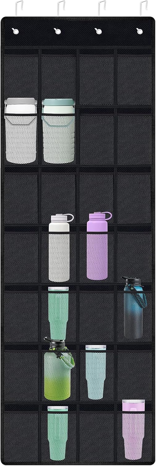 NiHome 28 Pockets Door Hanging Cup Organizer Fit for Stanley Tumbler, Black