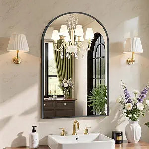 Sweetcrispy 20"x30" Arched Black Bathroom Mirrors for Wall