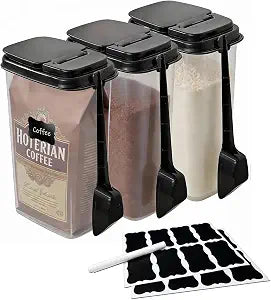 3-Pack Coffee Storage Containers with Scoop  Fit 12 oz Bags, Bag-in Design for Whole Beans & Ground Coffee  Translucent Stackable Canisters for Coffee, Tea, Sugar, Flour, Cereal  51 oz