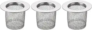 uxcell 3Pcs Bathroom Sink Strainer, Fit for Diameter 1.38"-2" Drain Hole, 40mm/1.57" Deep Stainless Steel Sink Strainer for Shower Drain and Floor Drain