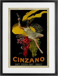 Vintage Wine Poster with Grapes, 14 x 20 Inch Framed Print Under Glass
