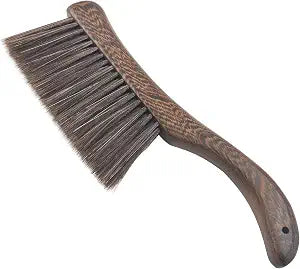 Hand Broom Brush, Wooden Handle Soft Bristle Cleaning Dust Brush,Bench Brushes with Bristlesfor Furniture, Bed, Car, Bench, Crevice Cleans, Sofa, Fireplace, ClothesCurved Handle