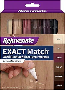 Rejuvenate Exact Match Wood Furniture & Floor Repair Markers 6 Ct, Brown