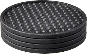 Spectrum Black Coaster Set of 4 for Dining Tables Nightstands & Countertop Surfaces, Non Stick Surface Coasters for Sweating Drinks, Unique Bubbled Textured Wooden Furniture Safe Guard