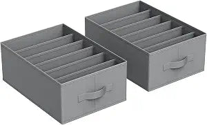 SONGMICS Set of 2 Foldable Wardrobe Clothes Organizers, 6-Compartment