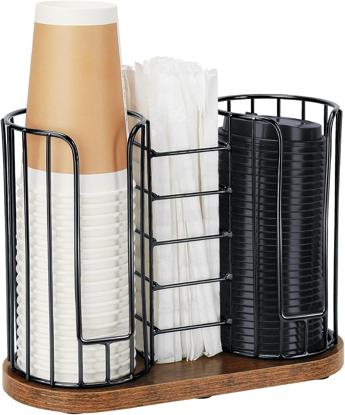 Coffee Cup Holder, 3-in-1 Disposable Cup, Straw & Lid Organizer