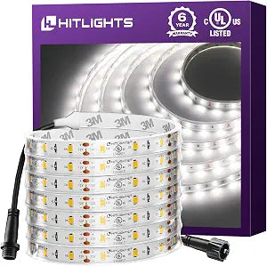 HitLights Outdoor LED Strip Lights Waterproof, Cool White 5000K, 12V 16.4FT