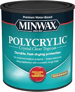 Minwax 1 qt Minwax 64444 Clear Polycrylic Water-Based Protective Finish Semi-Gloss