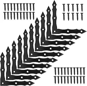 Decorative Corner Brackets, 10pcs L-Shape Barn Door Sliding Brace, Rustic Black Flat L Bracket, Joint Right Angle for Wood Garage Gates Shutters (100x100x15mm)