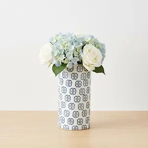 Modern Ceramic Ginger Jar for Living Room D?cor - Flower Vase for Bedroom, Home Display, and Dining Room - Decorative House Accent for Office and Console Table Decor - 13", Blue & White