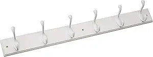 Franklin Brass Heavy Duty (1-Pack) 27" Coat Rack Wall Mount Pure White Hat Rack with 6 Hooks Hanging Hook Rail for Clothes, Towels, Purses, Bags, Kitchen, Entry, Closet Organization RPLR6DJ-PWW-L1