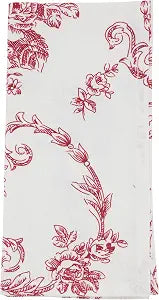 SARO LIFESTYLE Linen Blend Decorative Napkins (Set of 4)  Botanical Pattern for Dining and Entertaining, 20"x20"