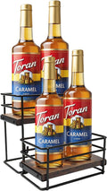 4 Bottle Coffee Syrup Rack Organizer 2 Tier Syrup Holder Stand for Coffee Bar Syrup Storage Shelves for Bar Family Storage Small Wine Rack for Syrup Wine Dressing