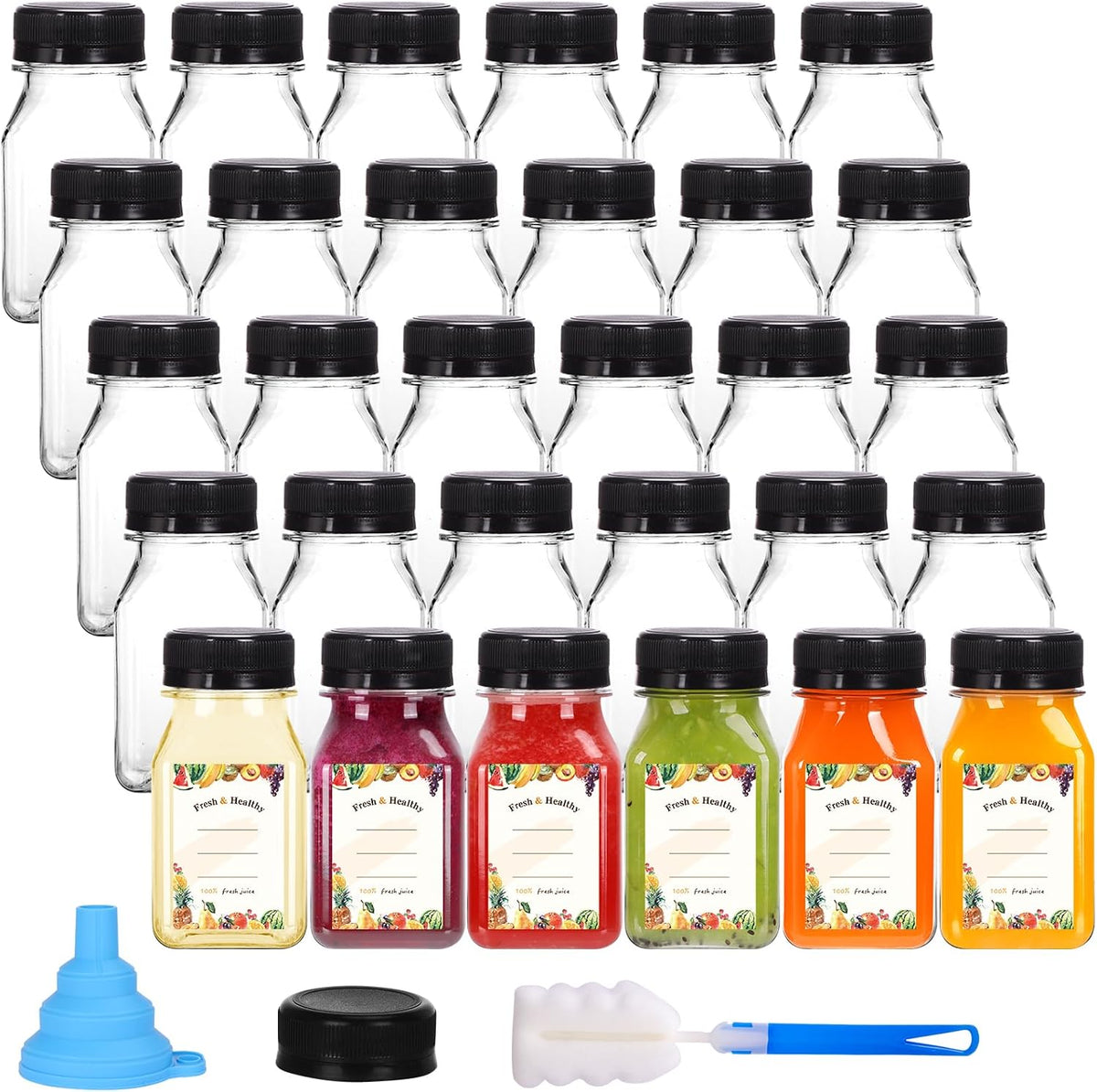 4oz Plastic Bottles for Juicing, 36pcs Plastic Drink Bottles with Caps