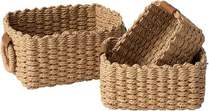 LA JOLIE MUSE Small Wicker Baskets for Organizing, Desert 3 Pack