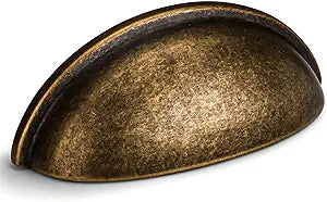 HOMOTEK 12 Pack 3 Inch Hole Centers Brass Bronze Drawer Bin Cup Pulls Dresser Pulls for Cabinets,Furniture Handles,Kitchen Cabinet Hardware