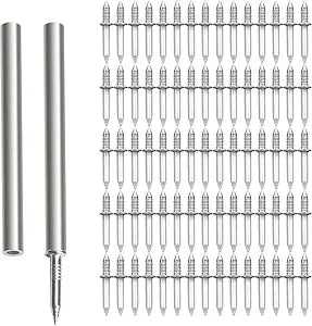 200pcs Double-Head Skirting Thread Seamless Nails with BONUS 2pcs Sleeve Tools, Double Headed Nails Non Marking Double Sided Nails, Invisible Security Screws for Wood Baseboards Double-Headed Nails.