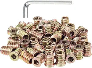 50 Pieces 1/4-20 Threaded Inserts for Wood Nutsert Furniture Screw-in Nut 15mm Length Hex Drive