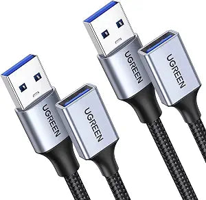 UGREEN 2 Pack USB Extension Cable (3 FT+ 3 FT), Nylon Braided Extender Compatible With Webcam, Camera, Phone, Hub, Mouse, Keyboard, Printer, Hard Drive, Headset
