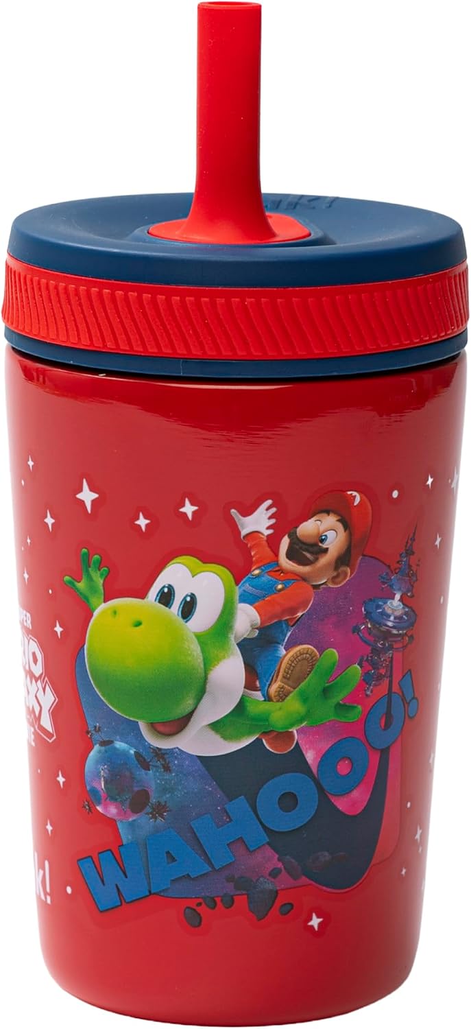 Zak Designs Super Mario Kelso 12oz Leak-Proof Toddler Straw Cup