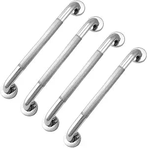 QWORK Shower Grab Bars, 4 Pack 16" Anti-Slip Bathroom Grab Bar, 304 Stainless Steel Shower Safety Bar Handle for Elderly, Disabled