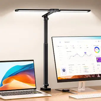 LED Desk Lamp for Office Home, Architect Desk Light with Clamp, Black