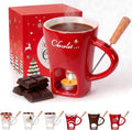 Chocolate Melting Cup with Forks, 130ml Ceramic Fondue Mug for Cheese & Chocolate Dipping, Perfect Fondue Pot Set for Birthday Date Night Wedding Gifts