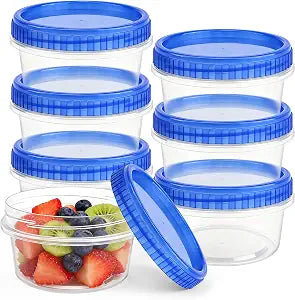 6 Pack Freezer Containers with Screw On Lids, 8 Oz Stackable Reusable Plastic Storage Container, Airtight Plastic Food Storage Containers with Twist Top Lids for Food Soup Jello Sauce