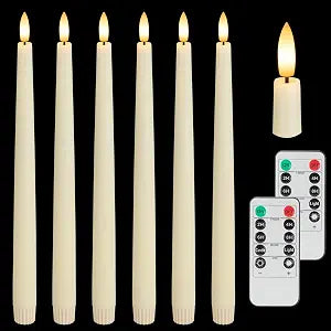 Flameless Taper Candles with Remote, 11.4" Real Wax LED Candles
