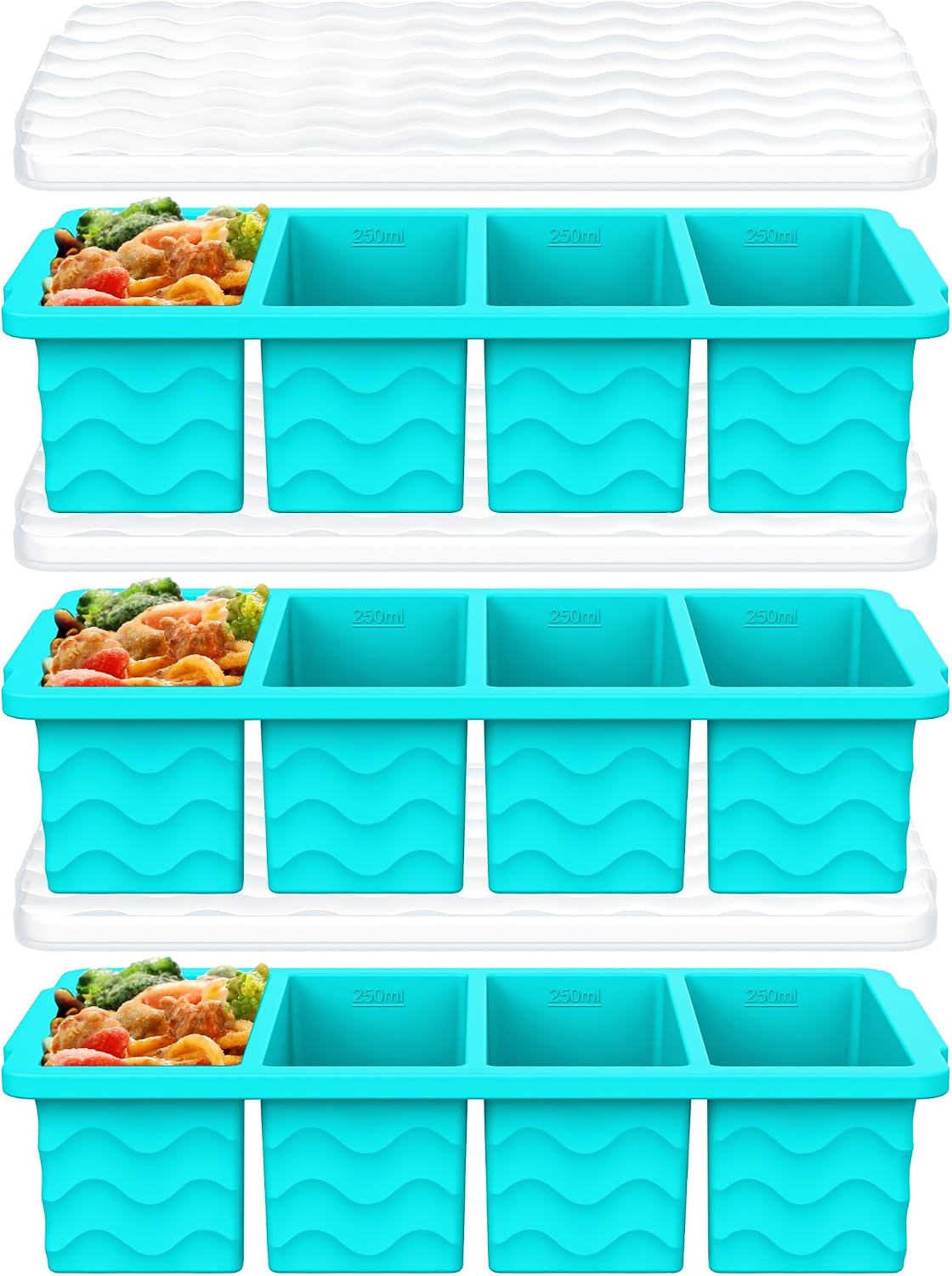 1 Cup Silicone Freezer Molds, Silicone Freezer Trays with Lid, 3-Pack