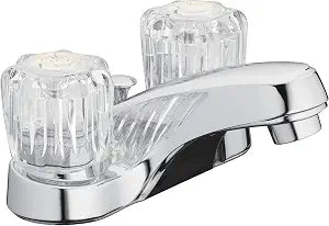 Aqua Vista Two-Handle Bathroom Sink Faucet, Chrome, Acrylic Handles