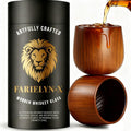 Farielyn-X Original 2 Pack Charred Wooden Bourbon Drinking Glass Gifts for Men | Oak Old Fashioned Whiskey Tumbler For Dad | Great Whiskey Gifts for Men Who Have Everything | Presents For Boyfriend
