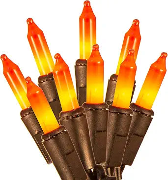 TIGOMOOV Orange Halloween Lights 100 Count, 21ft Incandescent Mini String Lights Black Wire Plug in, Fall Halloween String Lights Outdoor Indoor Decor, Thanksgiving Tree Porch Mantle Yard