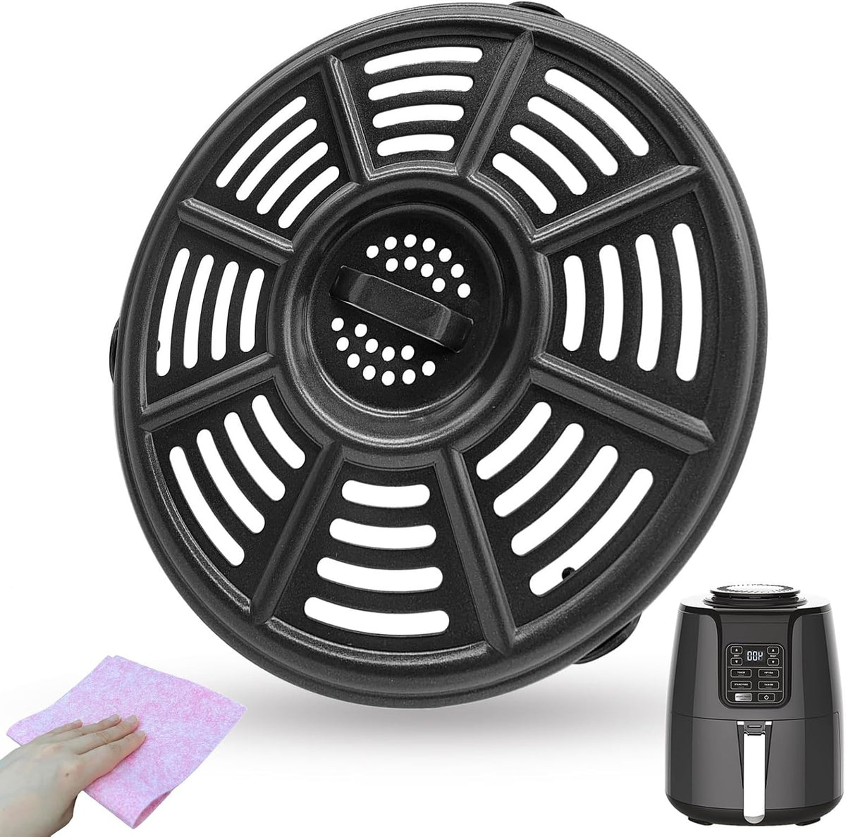 4QT Air Fryer Grill Pan for Ninja AF101 4 Quart Air Fryers, Upgraded Air Fryer Grill Plate Crisping Tray Plate Rack Insert Grate Grid Shelf for Ninja Air Fryer, Nonstick, Dishwasher Safe
