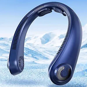 Portable Neck Fan with Neck Support, 5 Speeds, Lightweight, Rechargeable Personal Hands Free Wearable Neck Fans that Blow Cold Air for Hot Flashes, Disneyland, Travel Essentials, Gifts for Men Women