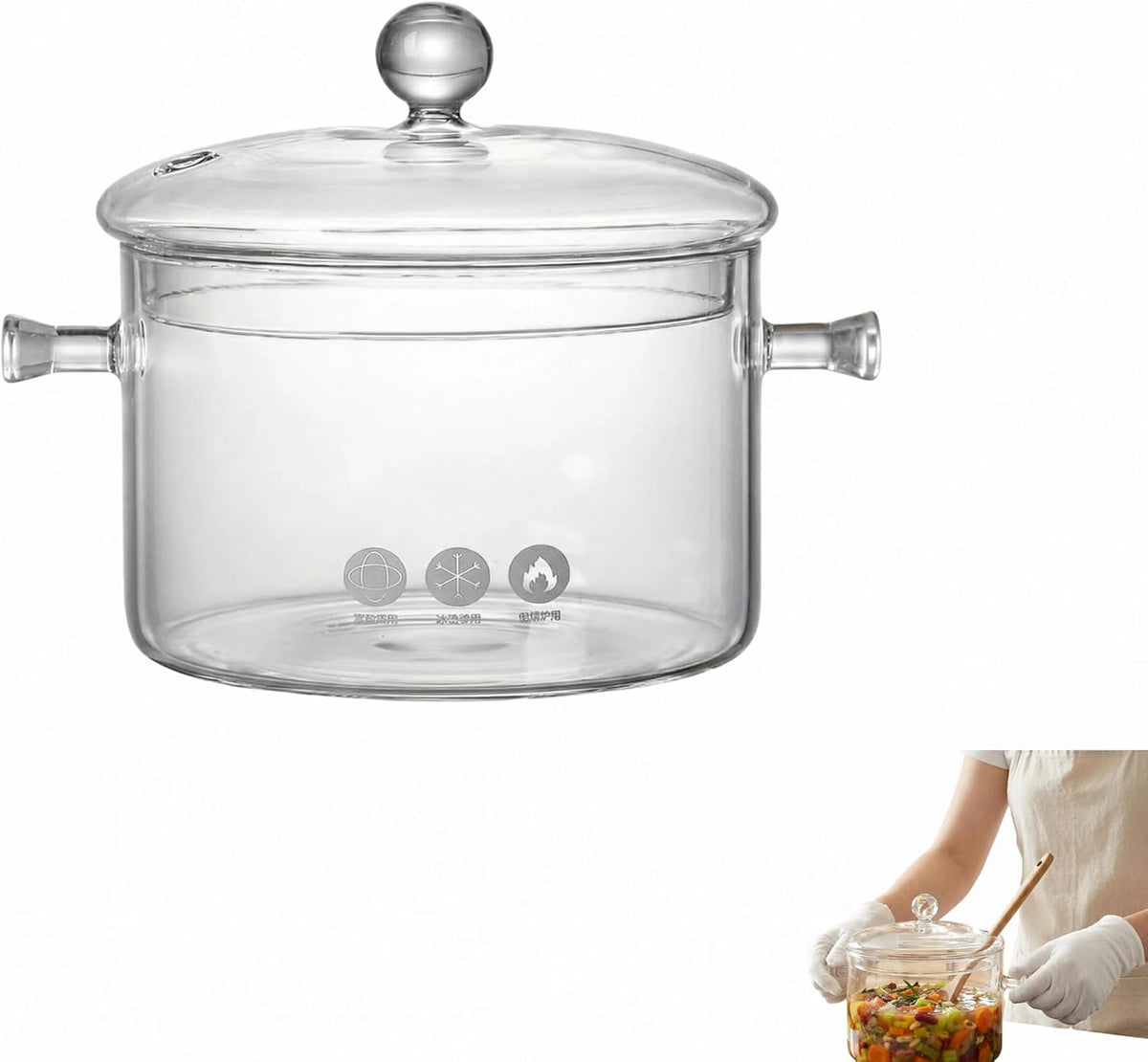 Glass Simmer Pot Glass Pots for Cooking on Stove