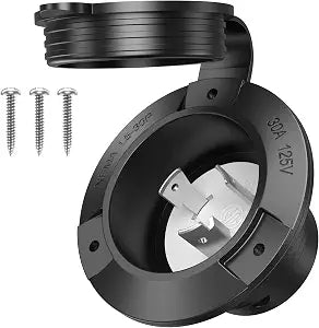 30A Shore Power Inlet NEMA L5-30P Flanged Inlet RV Plug Male Locking Outlet Receptacle 3 Prong Socket with Cover Replacement for Trailer Camper Caravan Motorhome Van Boat Generator ETL Listed