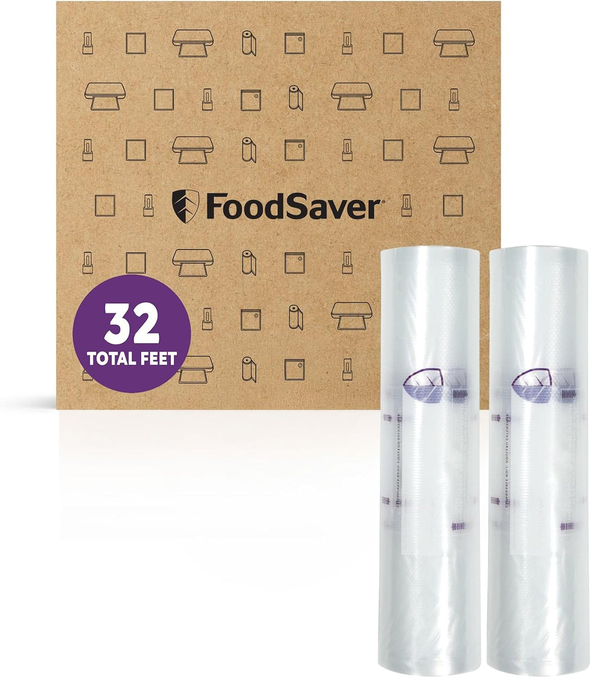 FoodSaver Heavy Duty Vacuum Sealer Rolls, 2 Pack XL 11" x 16' Rolls (32 Total Feet), Expands to 14", BPA-Free Bags for Storage, Sous Vide, Meal Prep