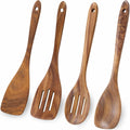 Wooden Spoons for Cooking, Acacia Wood Kitchen Utensils Set 4-Piece