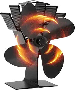 COMBIUBIU Wood Stove Fan 4 Blade Fireplace Fan for Wood Burning Stove,Heat Powered Stove Fan Komin Log Wood Stove Accessories,Silent Operation Circulating Warm Air(Non Electric)