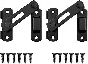 2 Pack 180 Flip Barn Door Latch, Matte Black Stainless Steel Gate Latch with Mounting Screws and 4 Spare Screws for Sliding Barn Doors, Fence Gates, Sheds, Cabinets and Windows