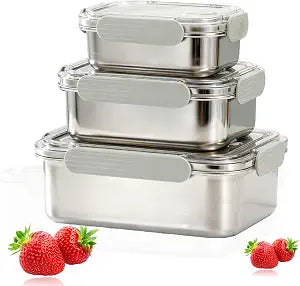 Stainless Steel Food Storage Containers, Silver, Combo