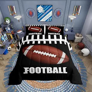 Erosebridal Football Comforter Sets for Boys Twin Size American Football Bedding for Kids Girls Teens Soft Warm Quilts Rugby Sports Fans Sports Games Duvet Insert Stripe Down Comforter 2Pcs