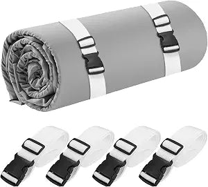 4 Pcs Mattress Topper Straps,63" L x 1.5" W,Adjustable Foam Mattresses Packing Straps with Sturdy Locked Buckles for Moving House Gel Mattress Topper,Storing Bedding Supplies,White
